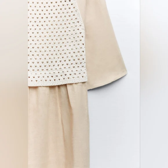 ZARA MIXED LINEN BLEND KNIT DRESS - Picture 9 of 9